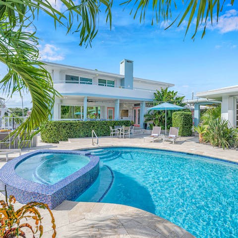 Hit the shared swimming pool for a morning swim