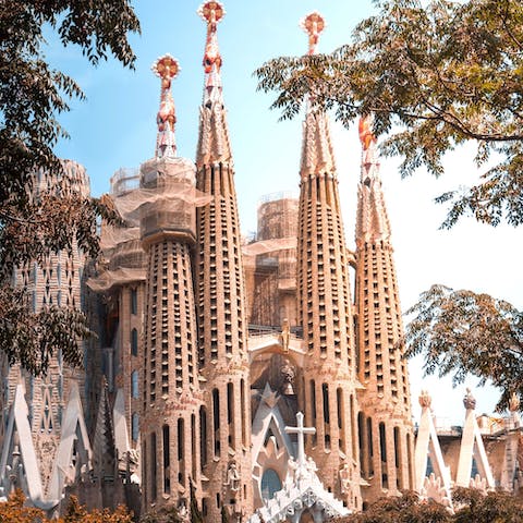Explore one of Barcelona's most famous attractions, Sagrada Familia, just over a twenty-minute walk from this home