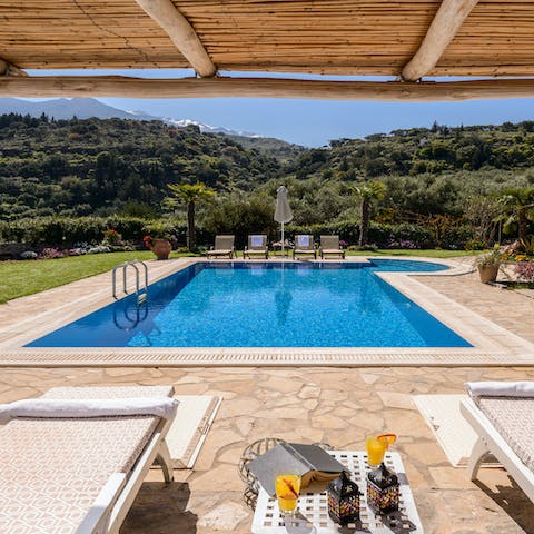 Cool off in the private pool, or grab a cold drink and relax under the pergola