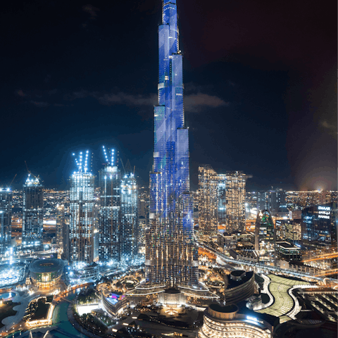 Experience the excitement of Downtown Dubai, a short drive away