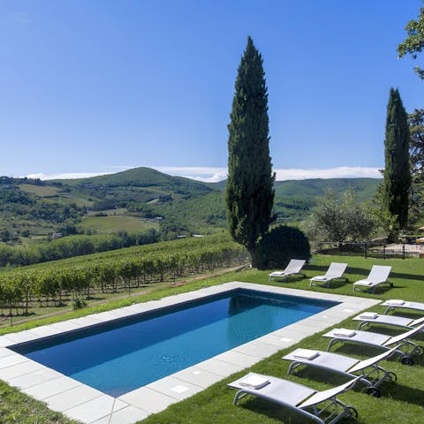 Lie back and admire the unspoilt countryside after a dip in the pool