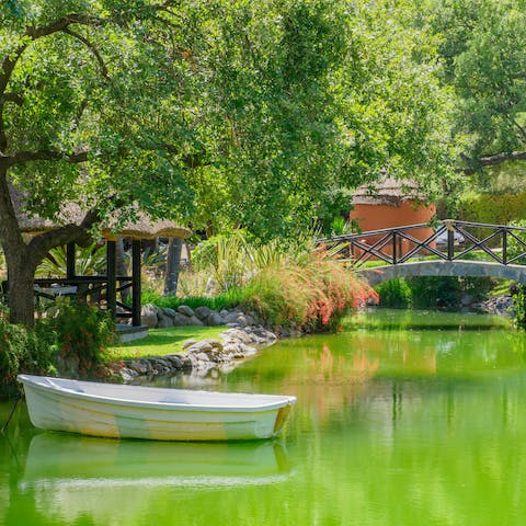 Soak up the local wildlife while paddling on the on-site lagoon