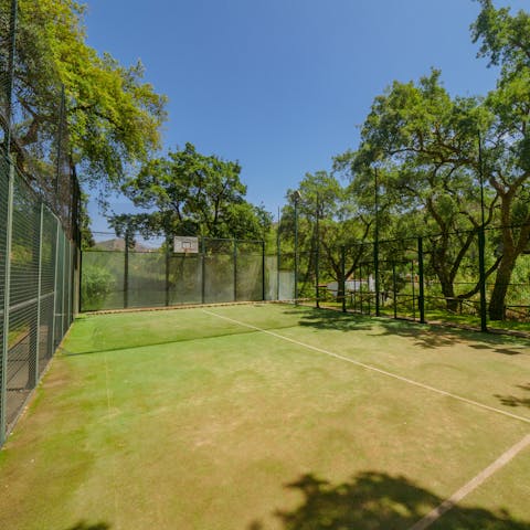 Shoot some hoops at the communal sports courts