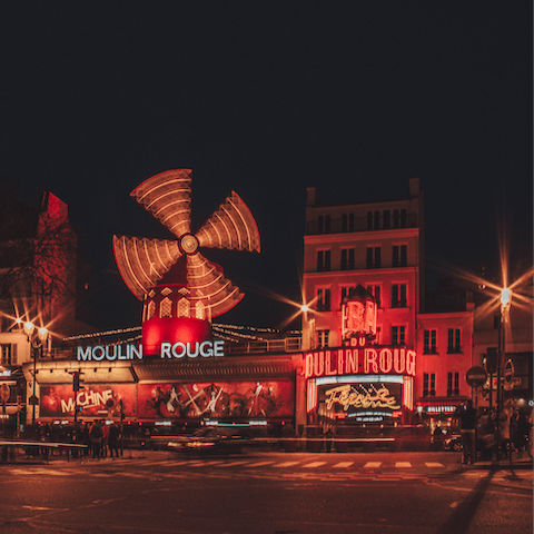 Visit the famous Moulin Rouge, a two-minute stroll from your door