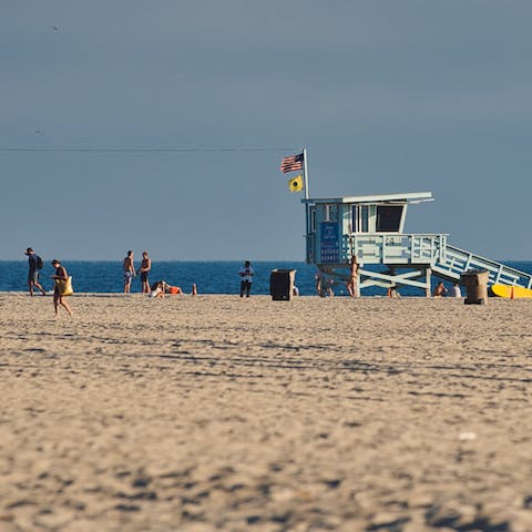 Take in the sand, sea and surf at Venice Beach – a twenty-three minute walk