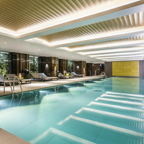 Start your day with a dip in the large communal pool