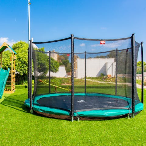 Let the kids blow off some steam on the playground and trampoline