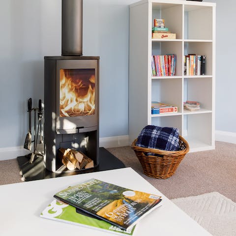 Warm up by the wood-burning stove after long walks through the countryside