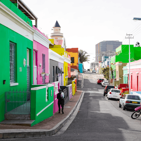 Immerse yourself in the colourful buildings and cobbled streets of Bo Kaap