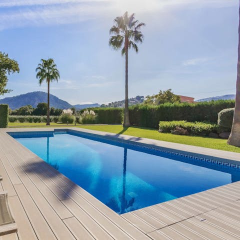 Swim in the private pool as the Spanish sun beats down and warms your skin
