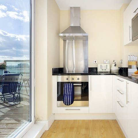 Knock up a tasty breakfast to be enjoyed out on your private balcony