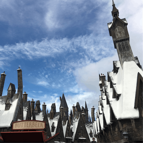 Explore the charming Wizarding World of Harry Potter, just a fifteen–minute drive away