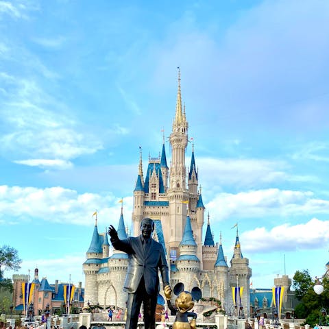 Visit the famous Disney World Florida, within a twenty–minute drive away