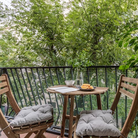 Spend mornings on the balcony with a fresh coffee