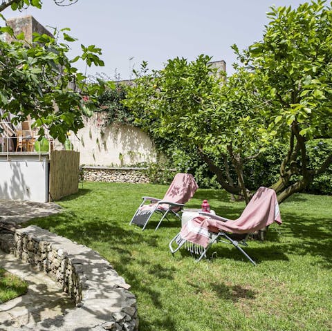 Soak up some rays on the garden's sun loungers