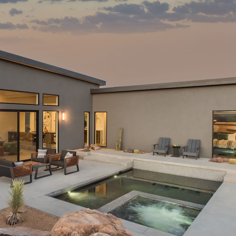 Soak in the outdoor hot tub under the stars
