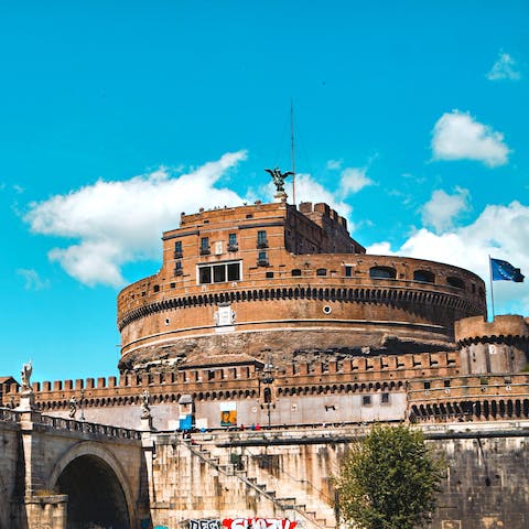 Take in the views over Rome from Castel Sant'Angelo, a five-minute stroll away