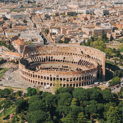 Stroll over to the famous Colosseum, just a fifteen-minute walk away