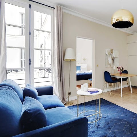 Make yourself at home and get cosy in the light-filled living area