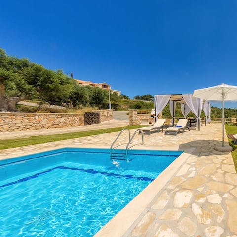 Take a dip in the refreshing swimming pool with views over the Zakynthos countryside
