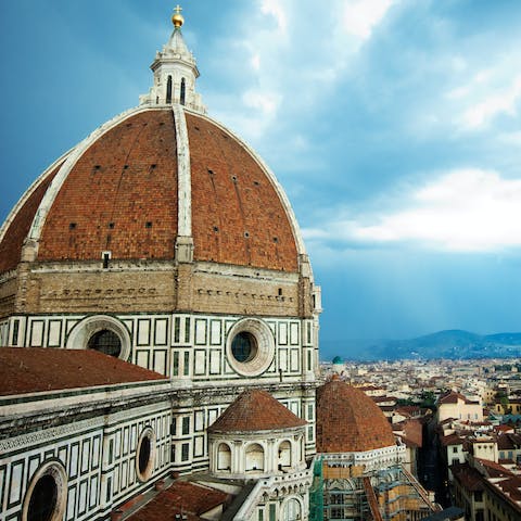 Visit the Cathedral of Santa Maria del Fiore, an eight-minute walk away