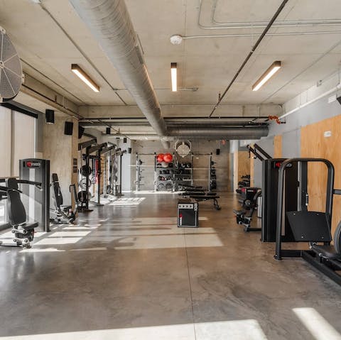 Work up a sweat in the communal fitness centre