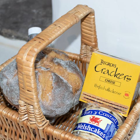 Tuck into the fresh local produce provided in your welcome hamper