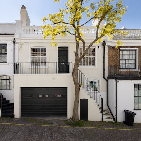 Stay in a quiet and exclusive mews street, yet near all the action