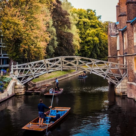 Head to Cambridge for a day of punting and prosecco on the river – it's thirty-five miles away
