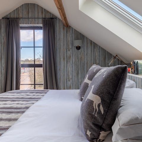 Wake up to countryside views from one of the two super king-size suites on the first floor