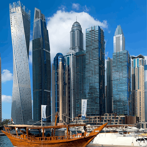 Explore the stunning Dubai Marina, based just a stone's throw away from your accommodation