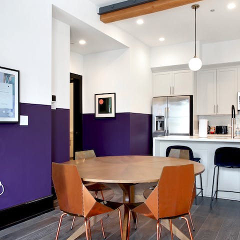 Set the table ready for a hearty breakfast in the bright living space