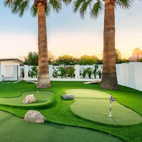 Challenge the group to a mini golf tournament between the palms