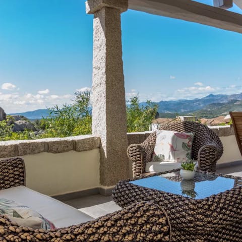Relax on the terrace with a glass of Italian wine and take in the view