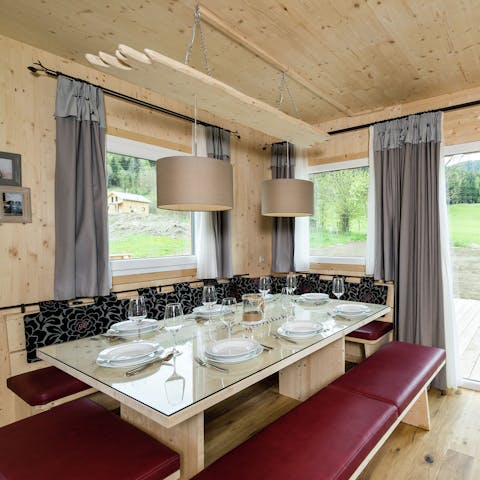 Set up for family meals in the sunny breakfast nook