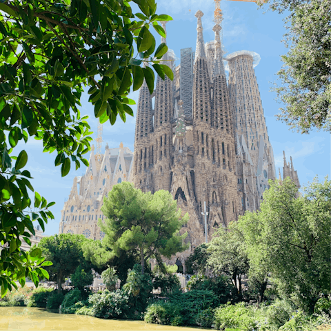 Visit Gaudi's iconic Sagrada Familia, a short walk away