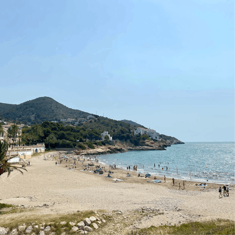 Walk just 100 metres from your apartment to Sitges's gorgeous beach