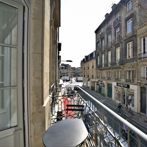 Enjoy your morning coffee at the bistro set on your private balcony