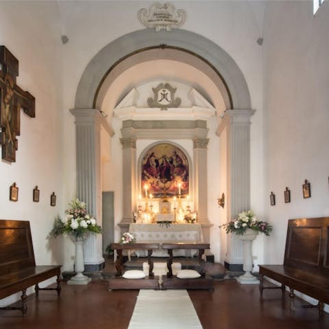 Find a moment of peace in the villa's chapel