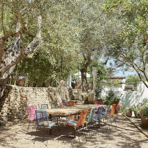 Dine alfresco in the charming outdoor area