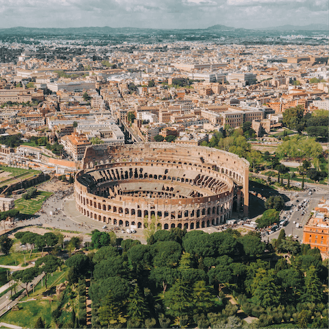 Take in centuries of history at the Colosseum – it's an eighteen-minute drive
