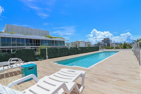 Relax by the rooftop pool