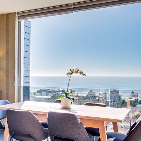 Enjoy the stunning sea views from the comfort of the dining table