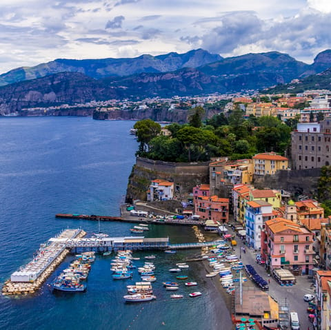 Stay in the coastal resort town of Sorrento, five minutes from the Piazza Tasso