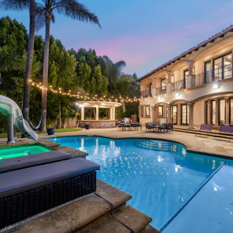 Enjoy an evening swim in the private pool