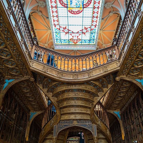 Discover one of the most beautiful bookshops in the world, Livraria Lello, eight minutes on foot