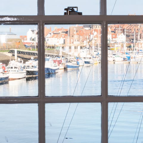 Gaze across the harbour from your unique spot on the river