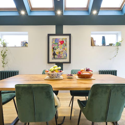 Host a dinner party in the large open-plan kitchen dining area 