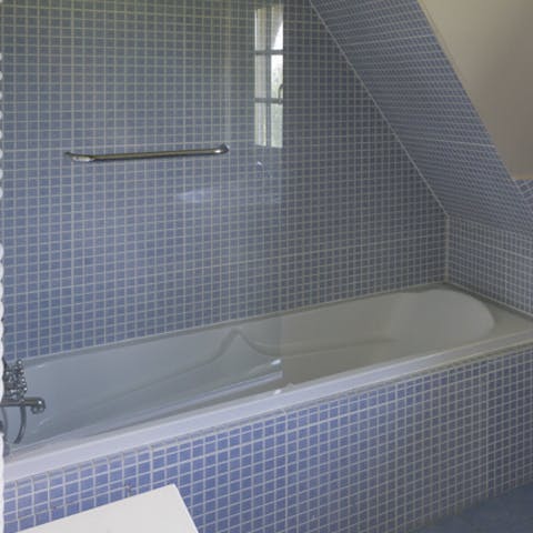 Unwind in the bathtub following a day's adventures in Normandy 