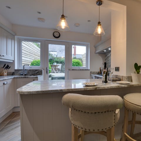 Sip coffee at the breakfast bar while you look out onto the patio area